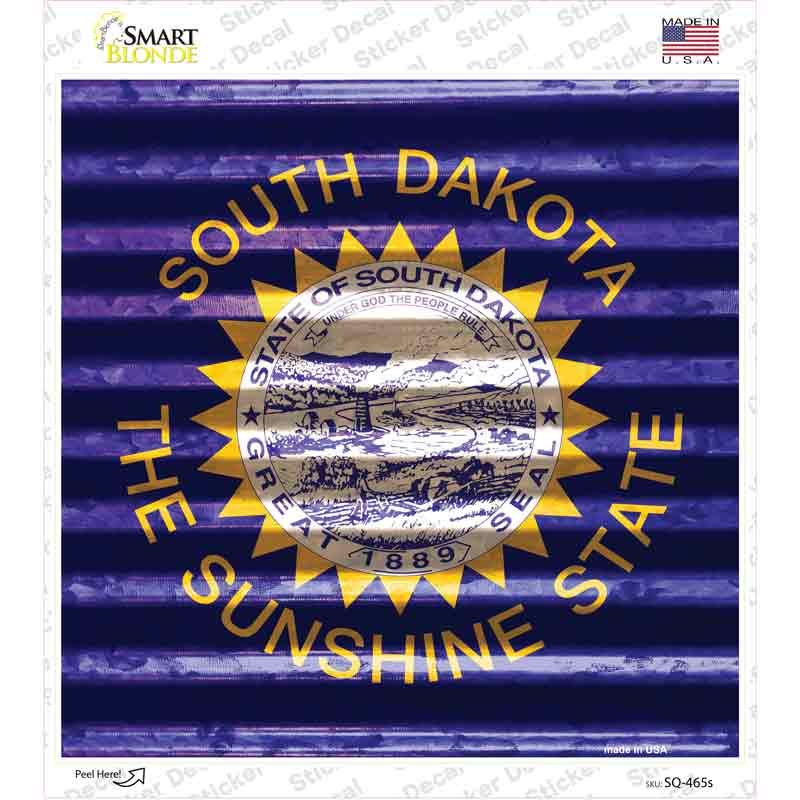 South Dakota Flag Corrugated Effect Novelty Square Sticker Decal Small