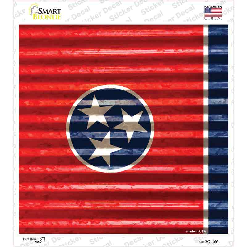 Tennessee Flag Corrugated Effect Novelty Square Sticker Decal Small