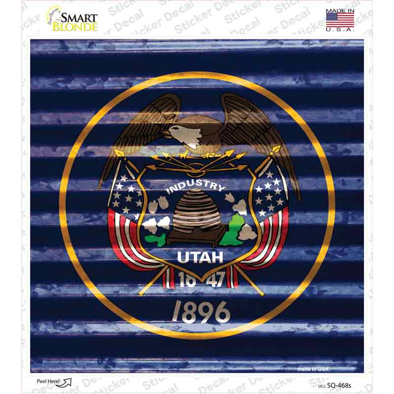 Utah Flag Corrugated Effect Novelty Square Sticker Decal Small