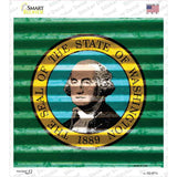 Washington Flag Corrugated Effect Novelty Square Sticker Decal Small