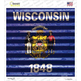 Wisconsin Flag Corrugated Effect Novelty Square Sticker Decal Small