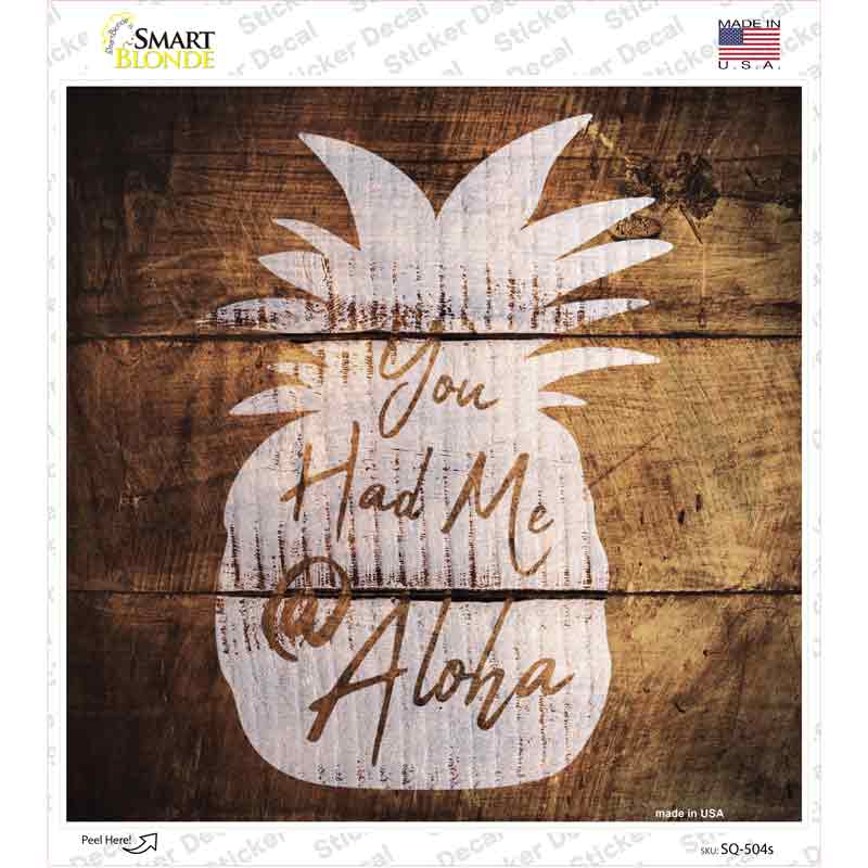 You Had Me At Aloha Painted Stencil Novelty Square Sticker Decal Small