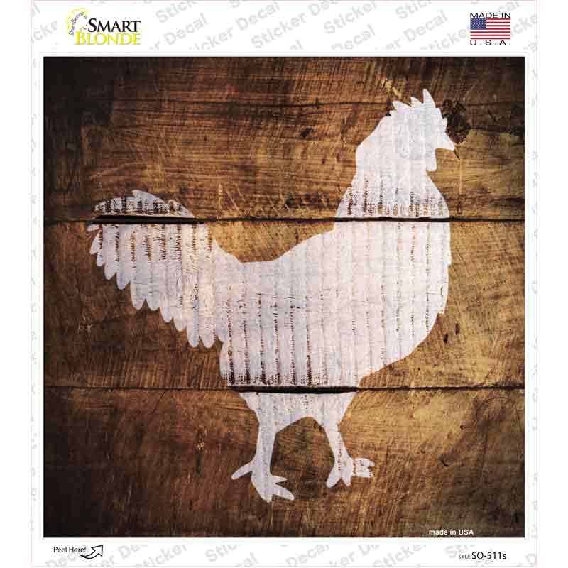 Rooster Painted Stencil Novelty Square Sticker Decal Small