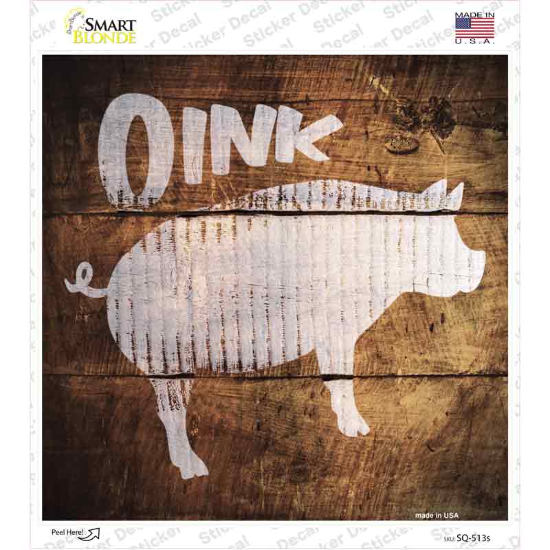 Pig Painted Stencil Novelty Square Sticker Decal Small