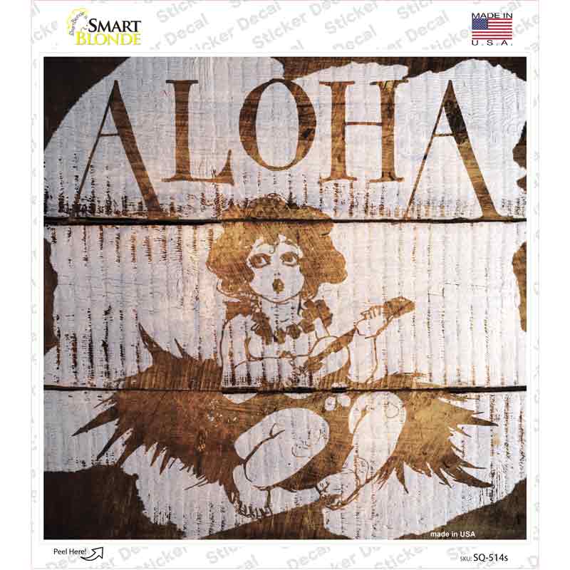 Aloha Painted Stencil Novelty Square Sticker Decal Small