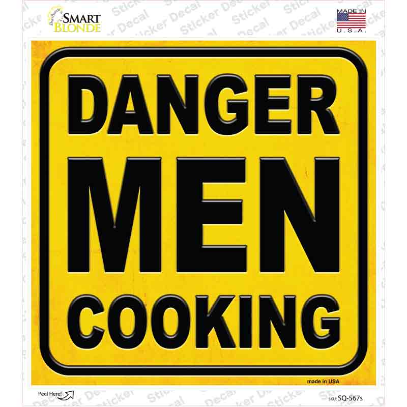 Danger Men Cooking Novelty Square Sticker Decal Small