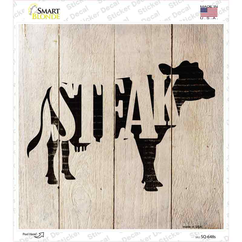 Cows Make Steak Novelty Square Sticker Decal Small