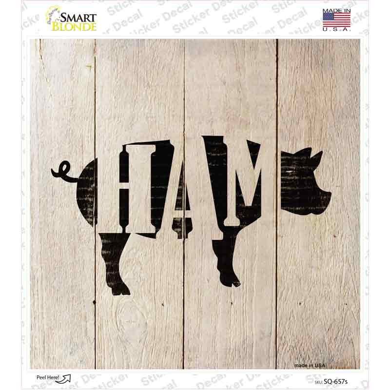 Pigs Make Ham Novelty Square Sticker Decal Small