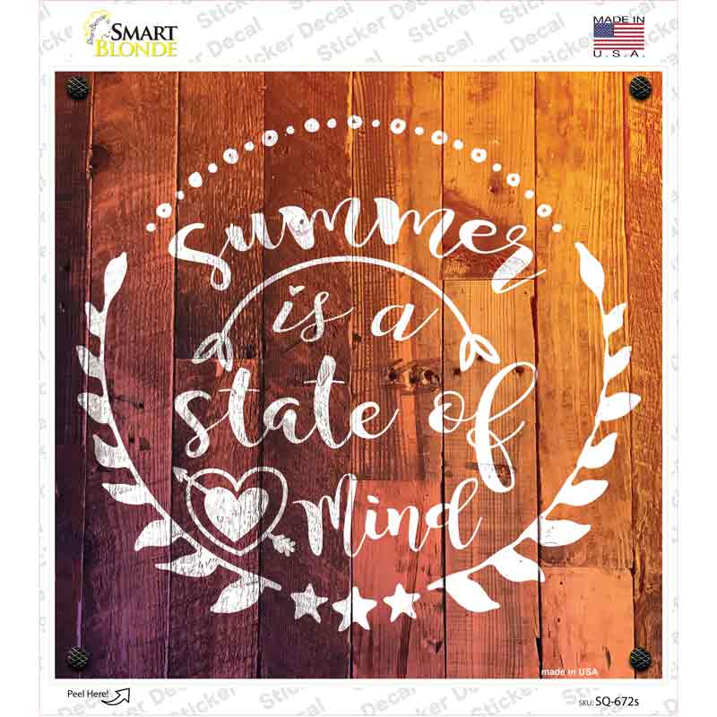 Summer State of Mind Novelty Square Sticker Decal Small