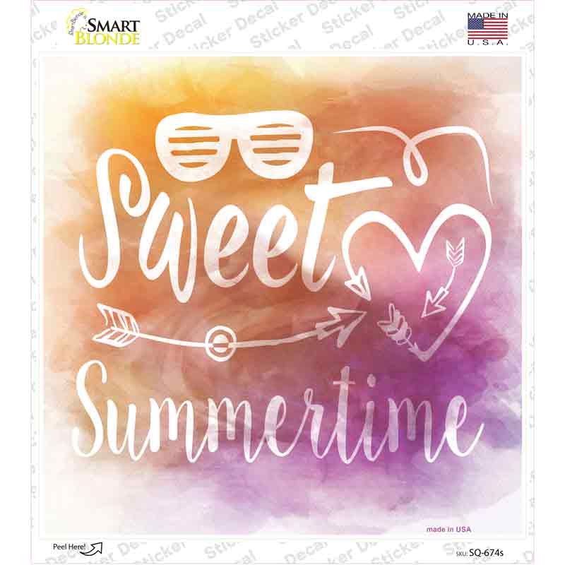 Sweet Summertime Novelty Square Sticker Decal Small