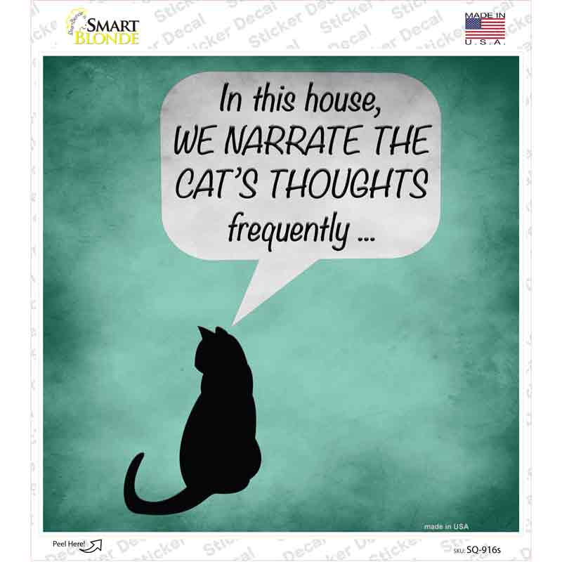 Cats Thoughts Novelty Square Sticker Decal Small