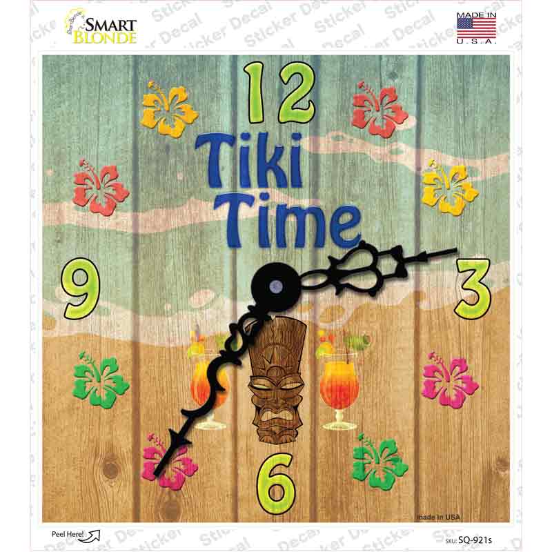 Tiki Time Novelty Square Sticker Decal Small