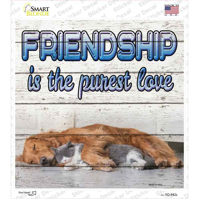 Pet Friendship Novelty Square Sticker Decal Small