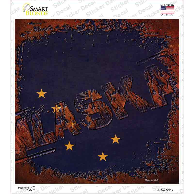 Alaska Rusty Stamped Novelty Square Sticker Decal Small