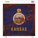 Kansas Rusty Stamped Novelty Square Sticker Decal Small