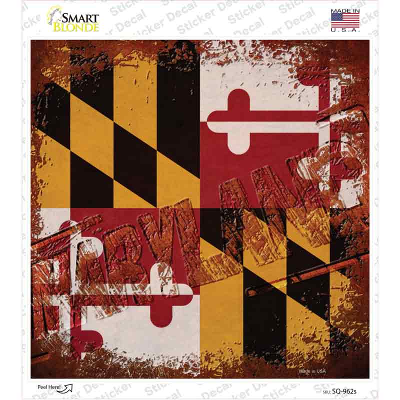 Maryland Rusty Stamped Novelty Square Sticker Decal Small