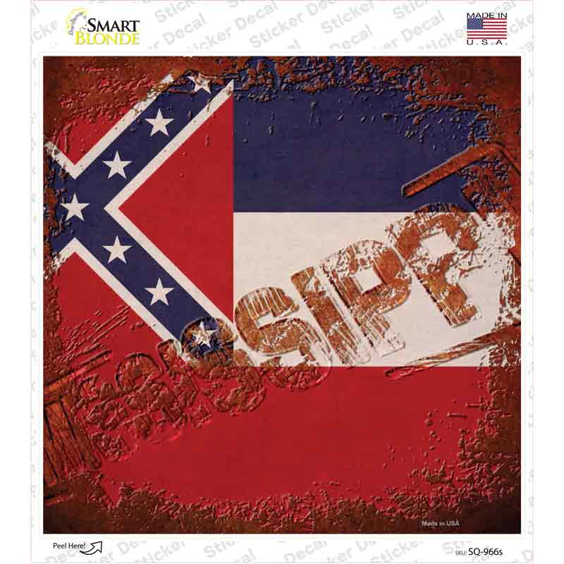 Mississippi Rusty Stamped Novelty Square Sticker Decal
