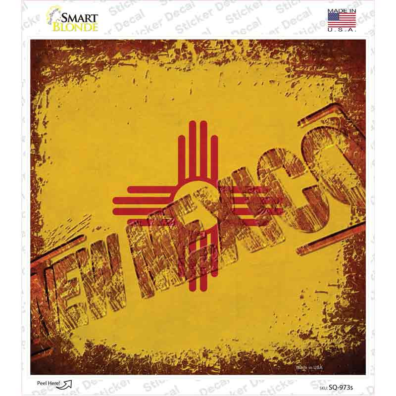 New Mexico Rusty Stamped Novelty Square Sticker Decal Small