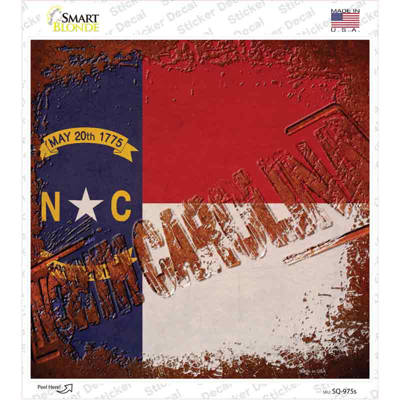 North Carolina Rusty Stamped Novelty Square Sticker Decal Small