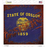 Oregon Rusty Stamped Novelty Square Sticker Decal Small