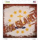 Rhode Island Rusty Stamped Novelty Square Sticker Decal Small