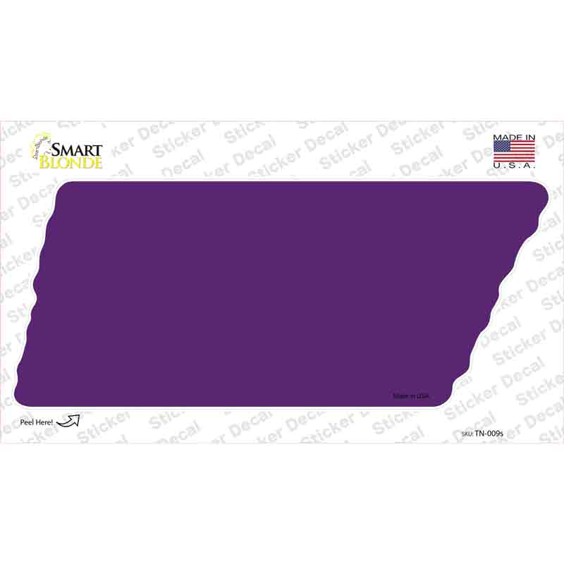 Purple Solid Novelty Tennessee Shape Sticker Decal