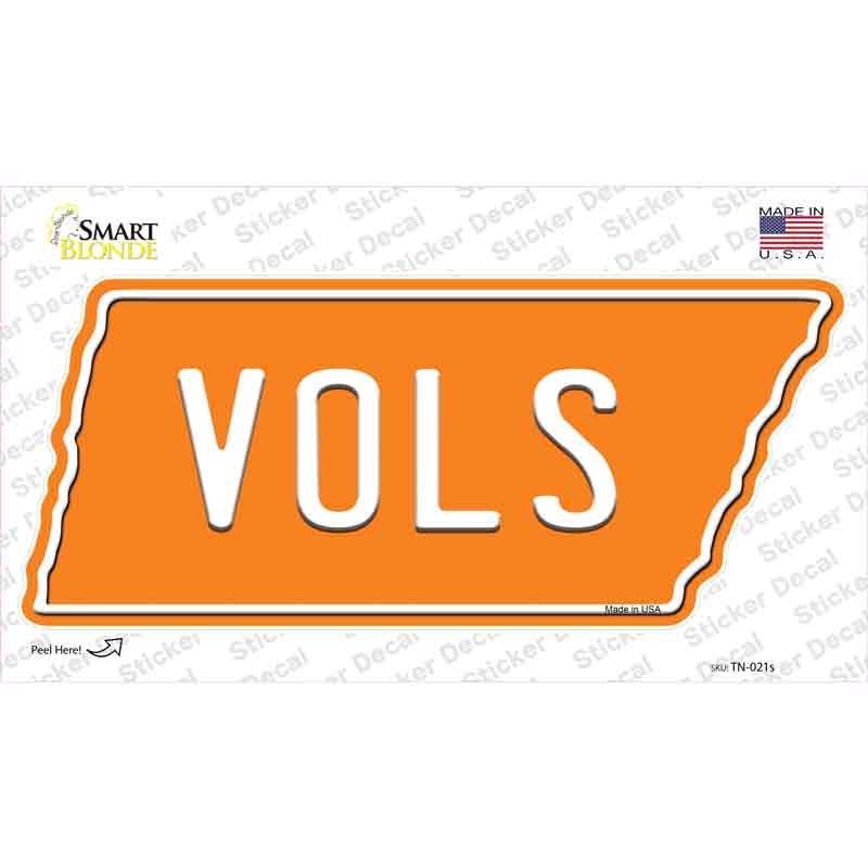 Vols Novelty Tennessee Shape Sticker Decal Small