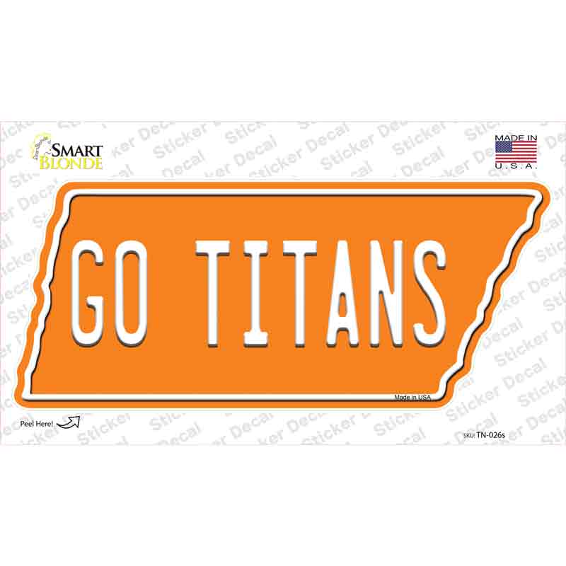 Go Titans Novelty Tennessee Shape Sticker Decal Small