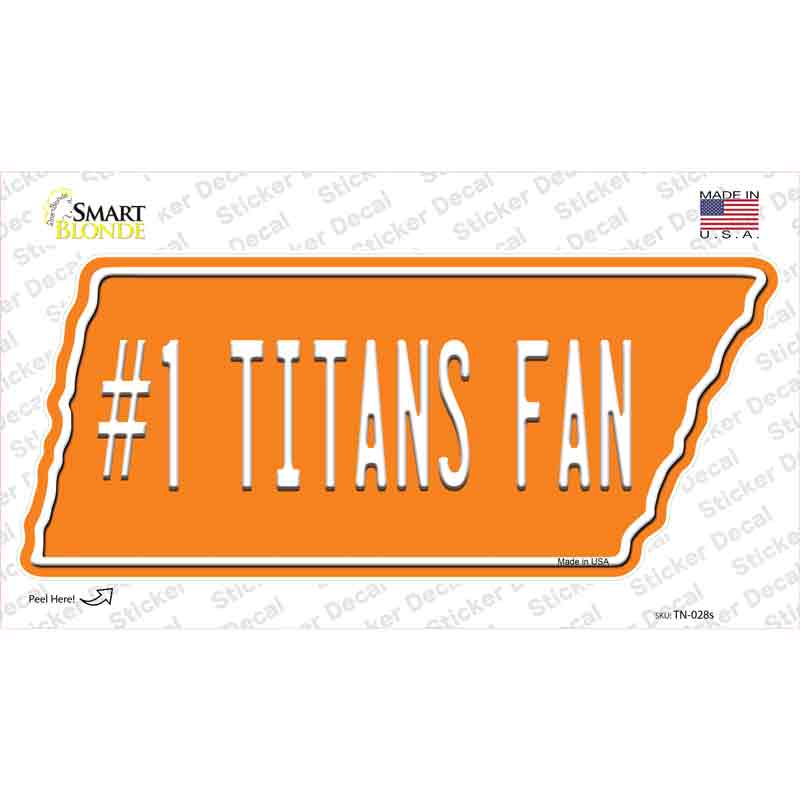 Number 1 Titans Fan Novelty Tennessee Shape Sticker Decal Small