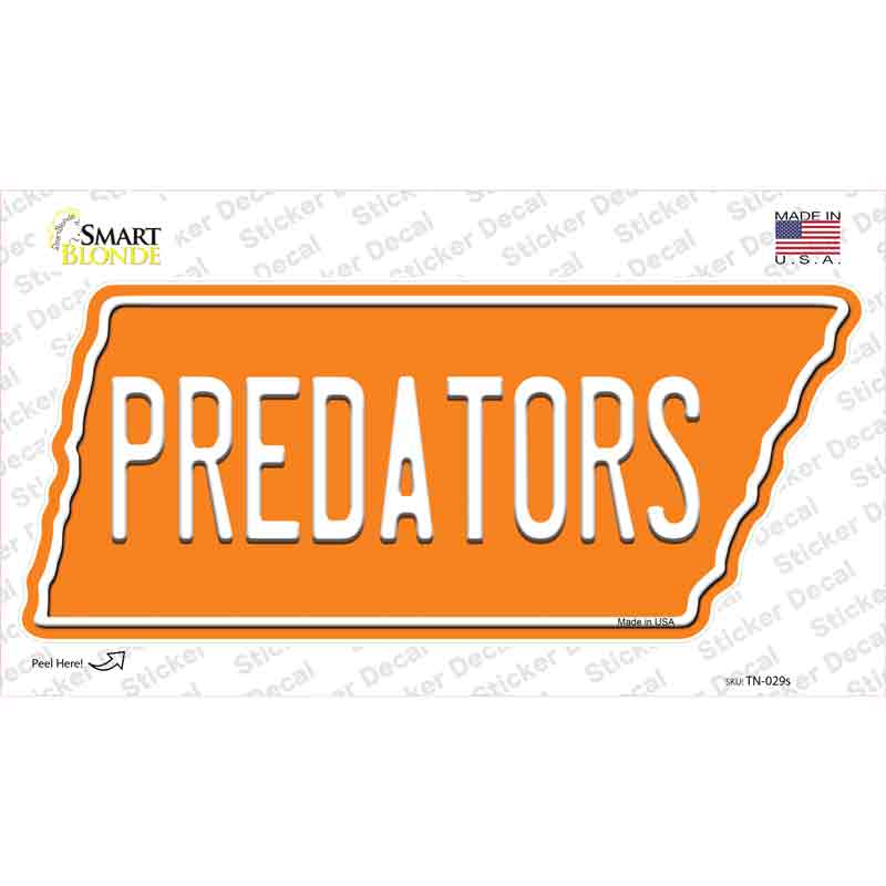 Predators Novelty Tennessee Shape Sticker Decal Small