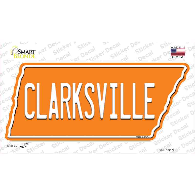 Clarksville Novelty Tennessee Shape Sticker Decal Small