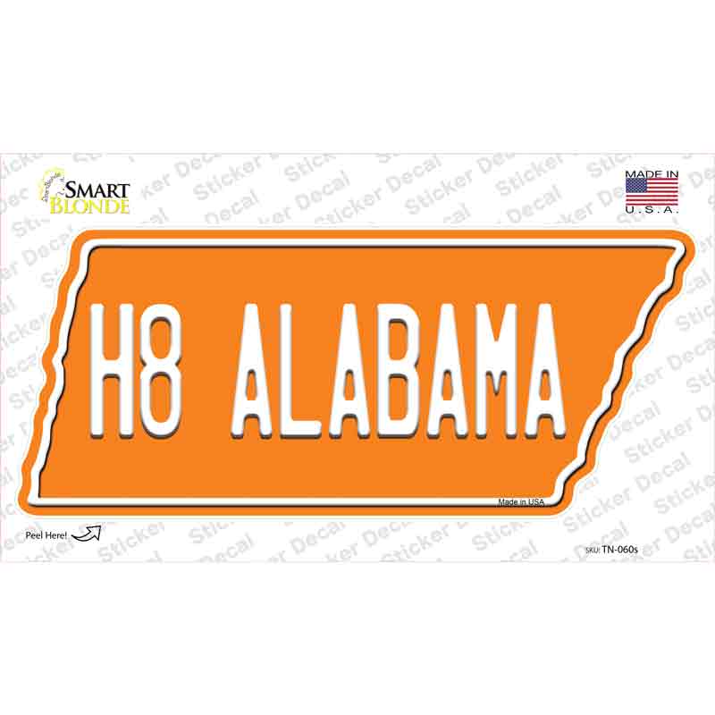 H8 Alabama Novelty Tennessee Shape Sticker Decal Small