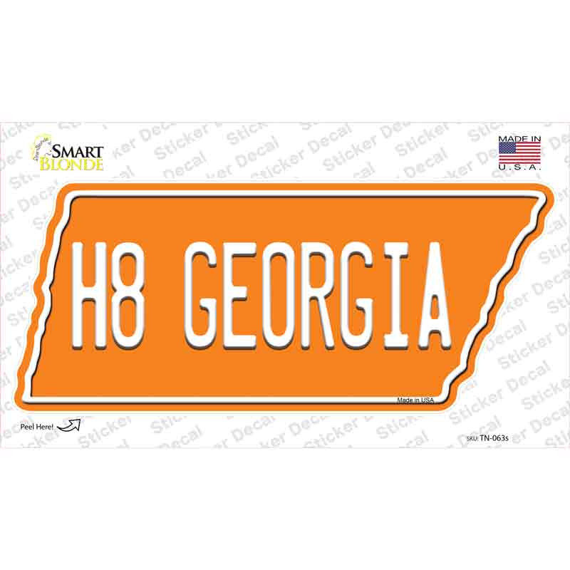 H8 Georgia Novelty Tennessee Shape Sticker Decal Small