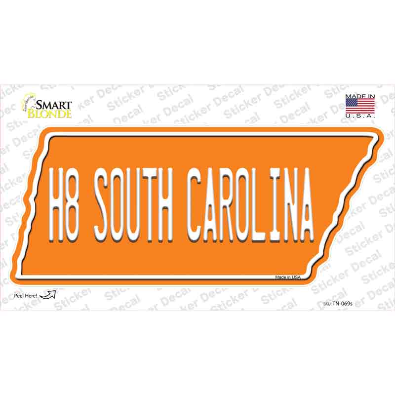 H8 South Carolina Novelty Tennessee Shape Sticker Decal