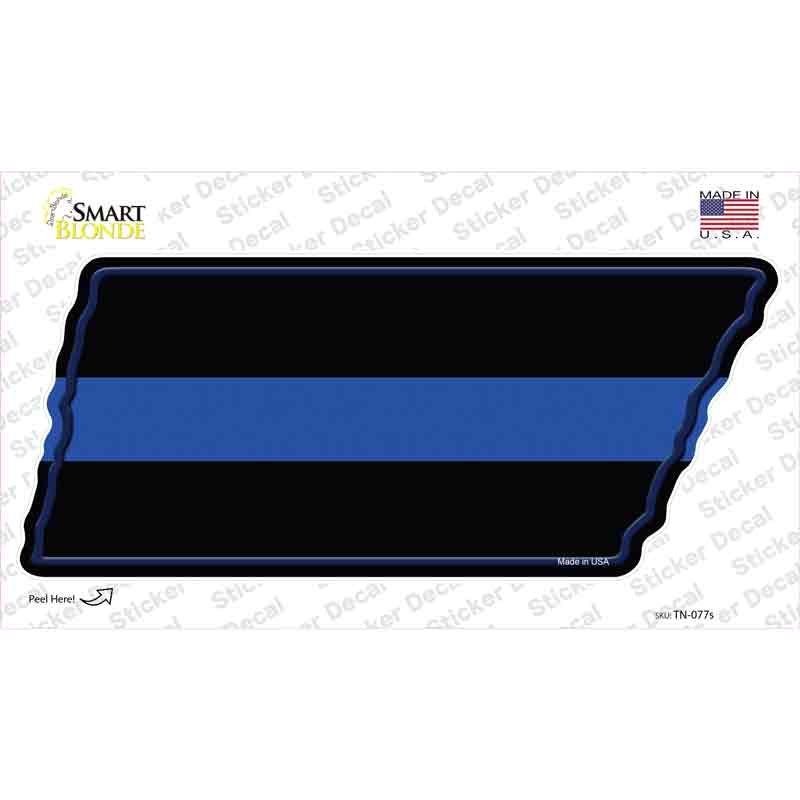 Thin Blue Line Novelty Tennessee Shape Sticker Decal Small