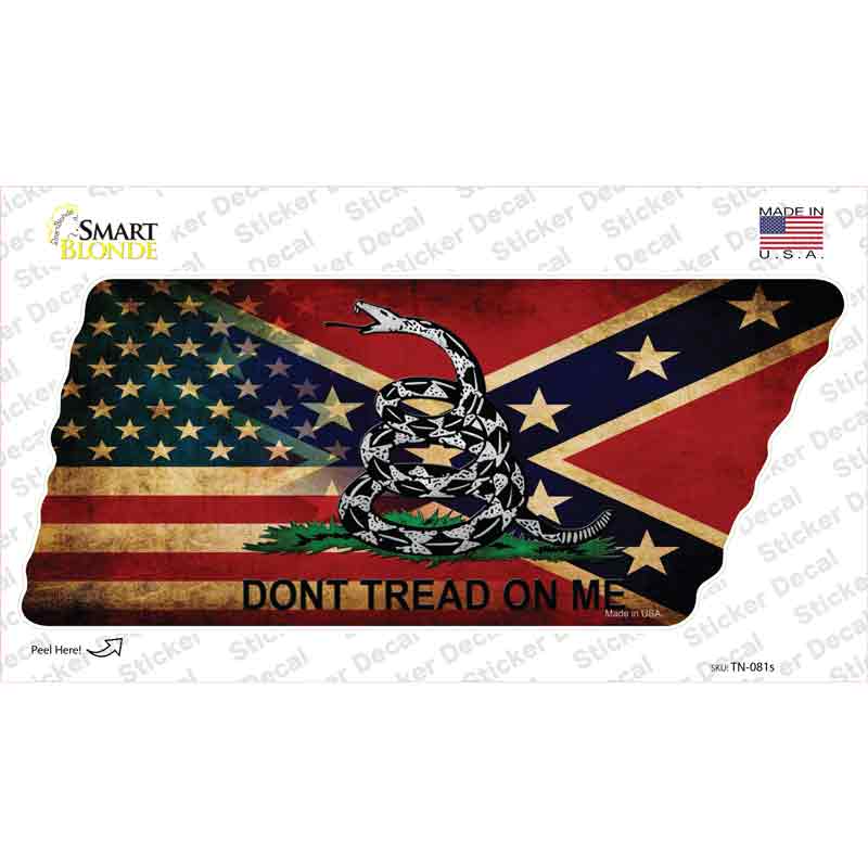 American Confederate Dont Tread Novelty Tennessee Shape Sticker Decal Small