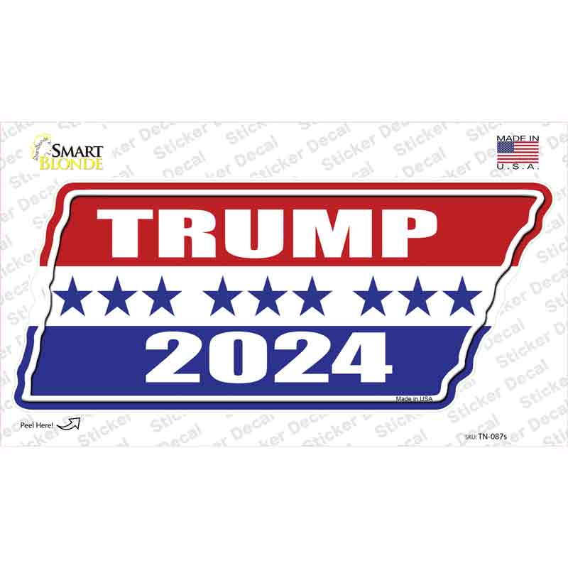 Trump 2024 Stripes Novelty Tennessee Shape Sticker Decal Small