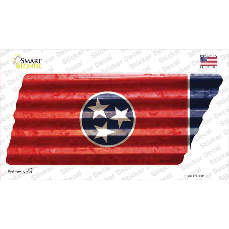 Corrugated Tennessee Flag Novelty Tennessee Shape Sticker Decal Small