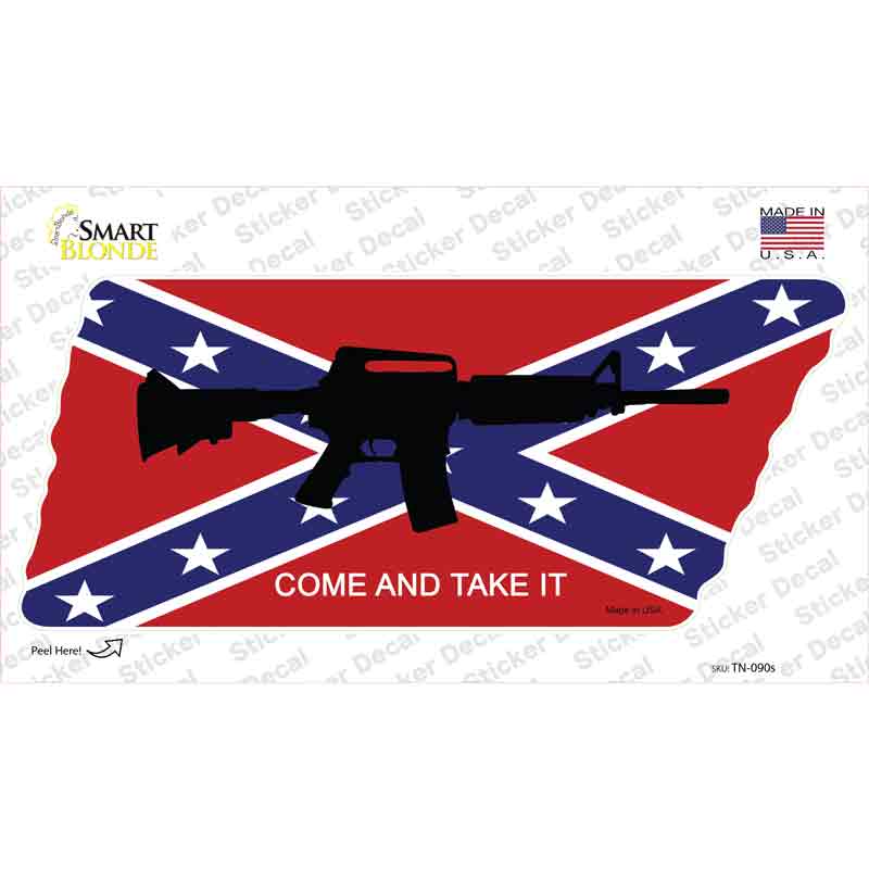 Come and Take It Novelty Tennessee Shape Sticker Decal Small