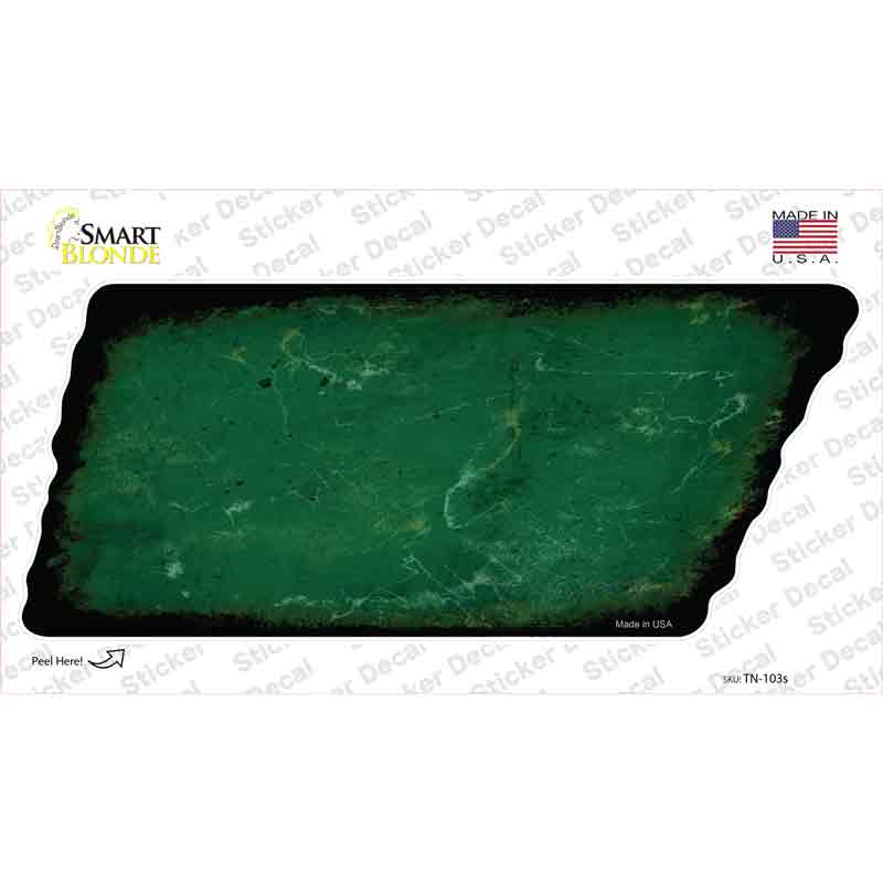 Green Solid Novelty Rusty Tennessee Shape Sticker Decal