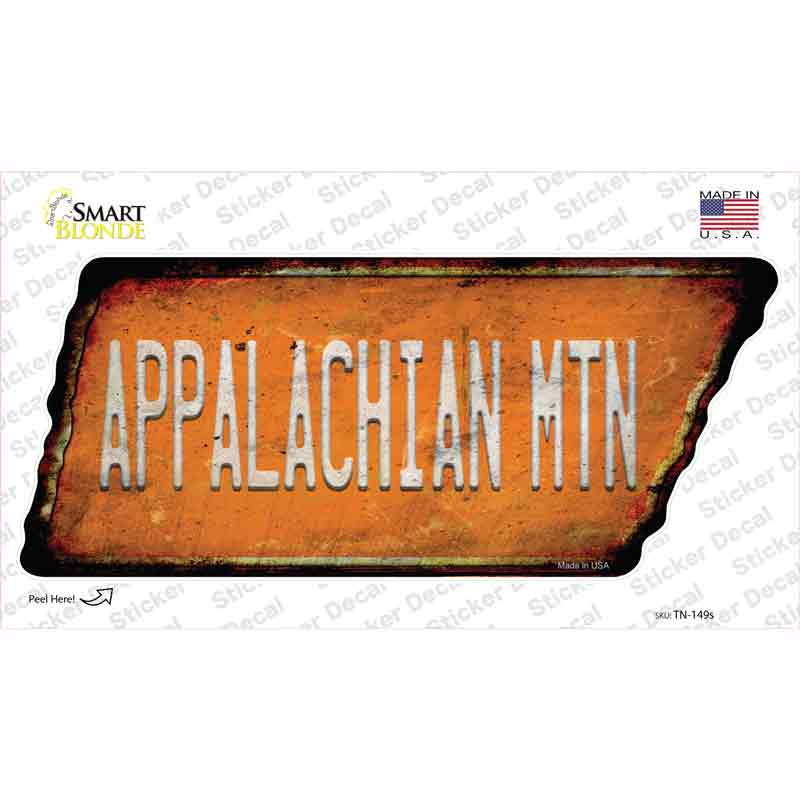 Appalachian Mtn Novelty Rusty Tennessee Shape Sticker Decal Small