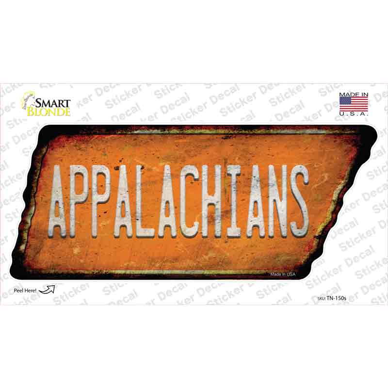 Appalachians Novelty Rusty Tennessee Shape Sticker Decal Small