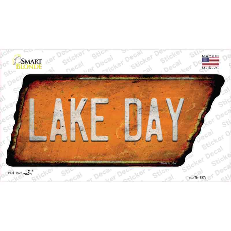 Lake Day Novelty Rusty Tennessee Shape Sticker Decal Small