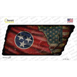 Tennessee American Flag Novelty Rusty Tennessee Shape Sticker Decal Small