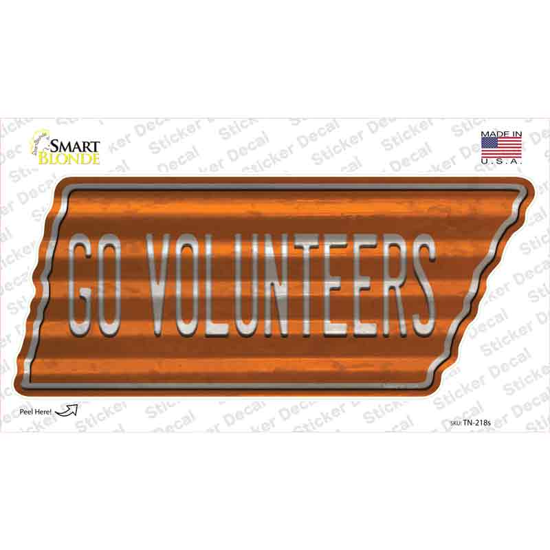 Go Volunteers Novelty Corrugated Tennessee Shape Sticker Decal Small