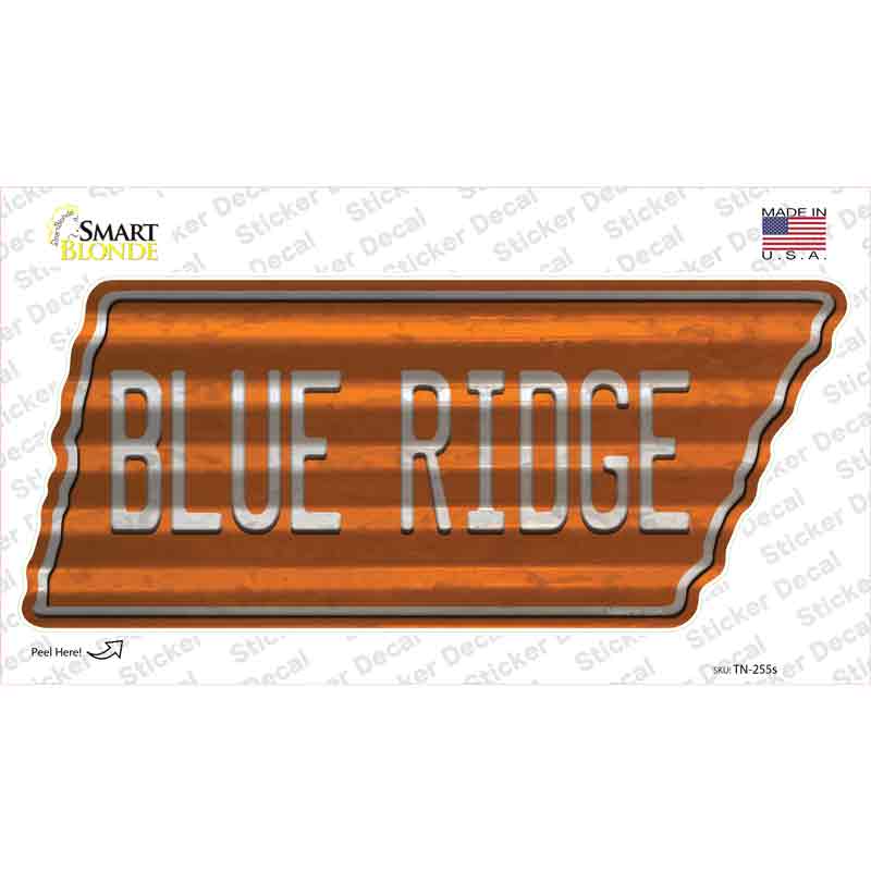 Blue Ridge Novelty Corrugated Tennessee Shape Sticker Decal Small