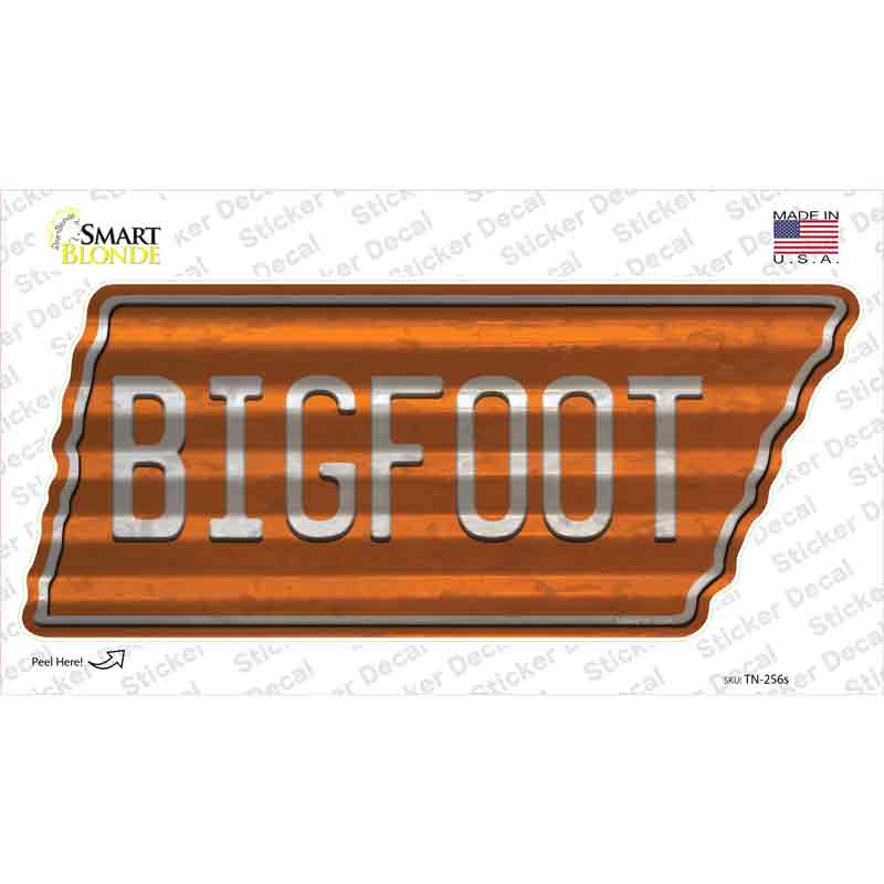 Bigfoot Novelty Corrugated Tennessee Shape Sticker Decal