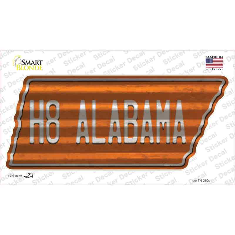 H8 Alabama Novelty Corrugated Tennessee Shape Sticker Decal Small