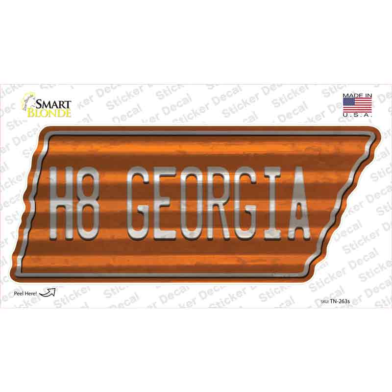 H8 Georgia Novelty Corrugated Tennessee Shape Sticker Decal