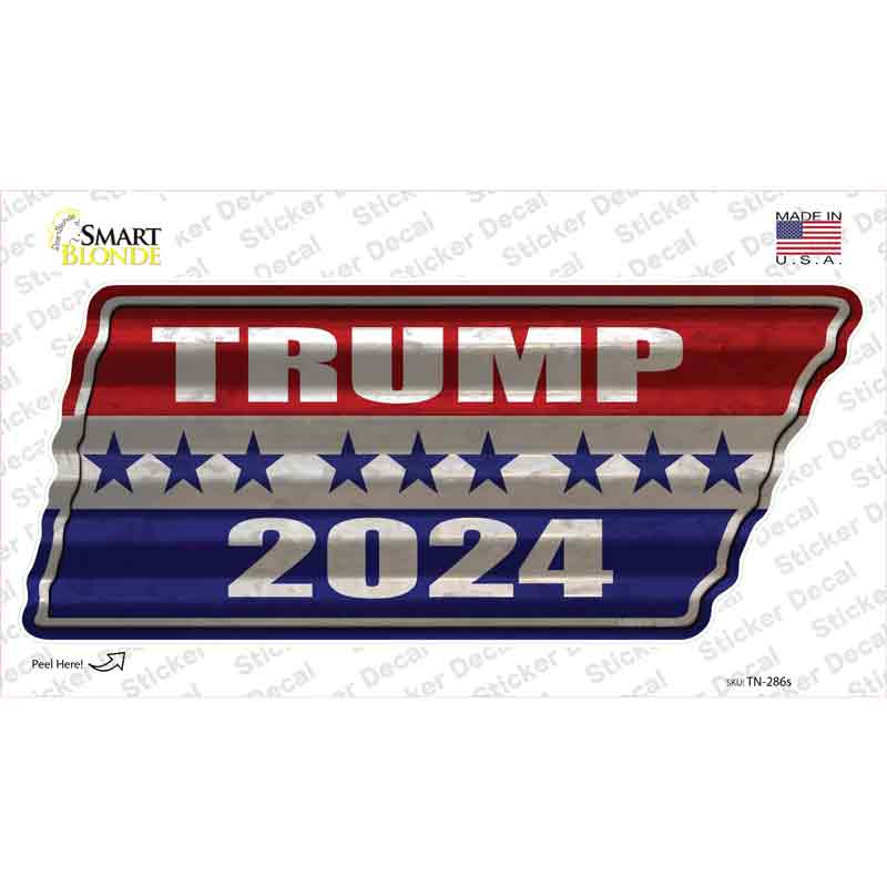 Trump 2024 Stripes Novelty Corrugated Tennessee Shape Sticker Decal Small